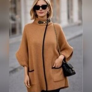 Women's Tan Poncho Sweater